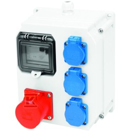 Stationaire kunststof schakelkast, type "Mikolajki", M25 ingang, 16A/5xB16 uitgang 3P GSxB16 1P IP44 9013226W