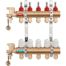 10-weg verdeler met thermostatische kranen en flowmeters, standaard N-RZP10S