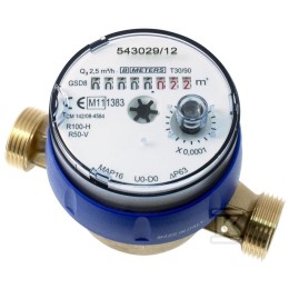 BMETERS GSD8-RFM watermeter, 1/2 inch DN15 2,5 m3/h koud water, aansluiting 3/4 inch R160/50 8MA00F12SSCMV0