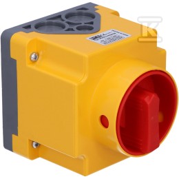 Nokkenschakelaar 0-1 32A 3P in behuizing grote rode knop 3 x IP65 hangslot ML032.3-RG5/OB